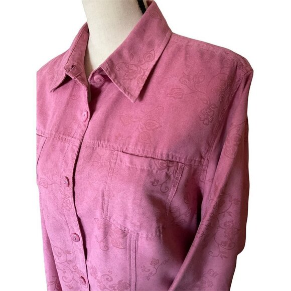 Craft & Barrow floral suede texture lightweight pink jacket women size L - Picture 3 of 11